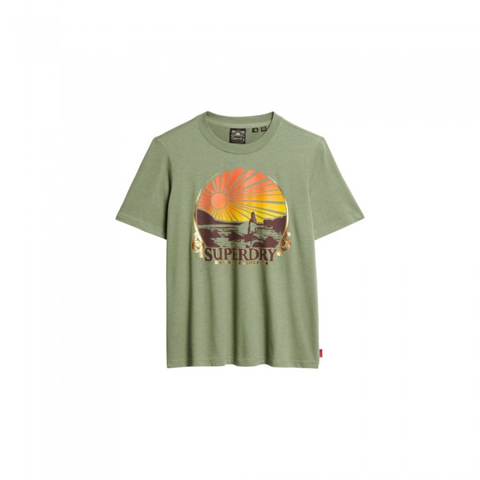 [해외]슈퍼드라이 반소매 티셔츠 Travel Souvenir Relaxed 140588827 Thyme Green Marl