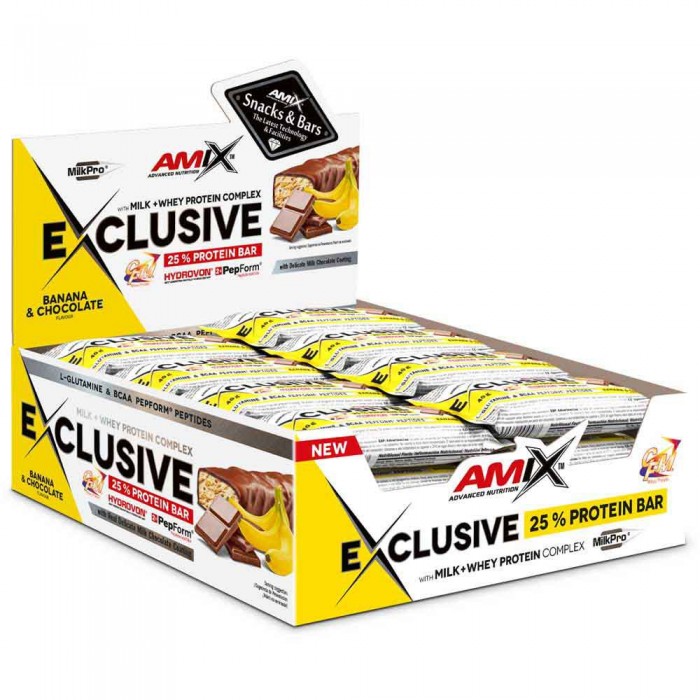 [해외]AMIX 프로틴 바 박스 바나나&초콜릿 Exclusive 40g 24 단위 4140605012