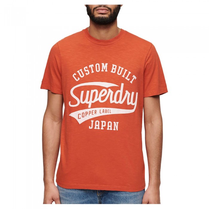 [해외]슈퍼드라이 반소매 티셔츠 Copper Label Script 140587941 Denim Co Rust Orange Slub