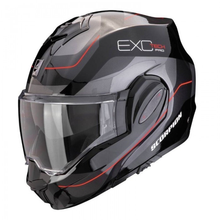 [해외]SCORPION 컨버터블 헬멧 EXO-테크 EVO 프로 Commuta 9140546519 Black / Silver / Red
