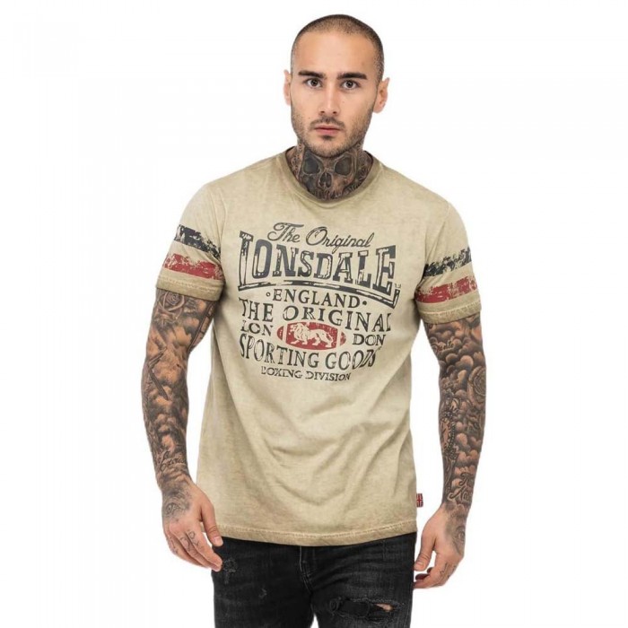 [해외]LONSDALE 반소매 티셔츠 Skeld 7140760293 Sand / Navy / Red