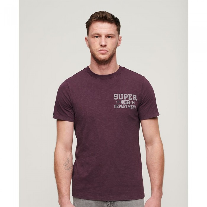 [해외]슈퍼드라이 반소매 티셔츠 Athletic College Graphic 140587828 Fig Purple Slub
