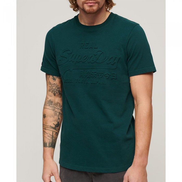 [해외]슈퍼드라이 반소매 티셔츠 Embossed Vl 140588014 Dark Pine Green