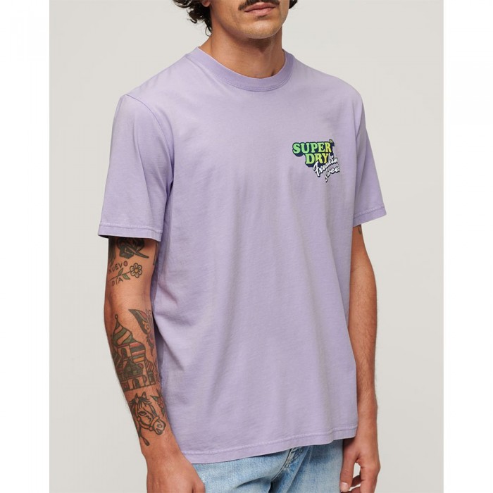 [해외]슈퍼드라이 반소매 티셔츠 Neon Travel Chest Loose 140588392 Light Lavender Purple