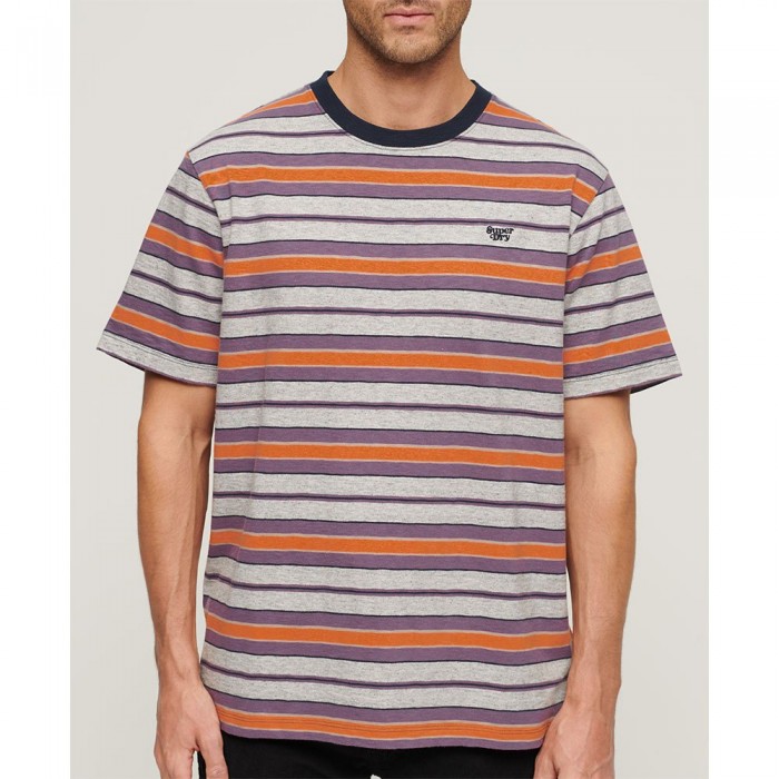 [해외]슈퍼드라이 반팔 라운드넥 티셔츠 Relaxed Fit Stripe 140588500 Grey Marl Stripe