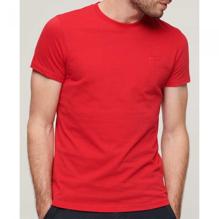 [해외]슈퍼드라이 반소매 티셔츠 Vintage 로고 Embroidered 140588921 Rouge Red
