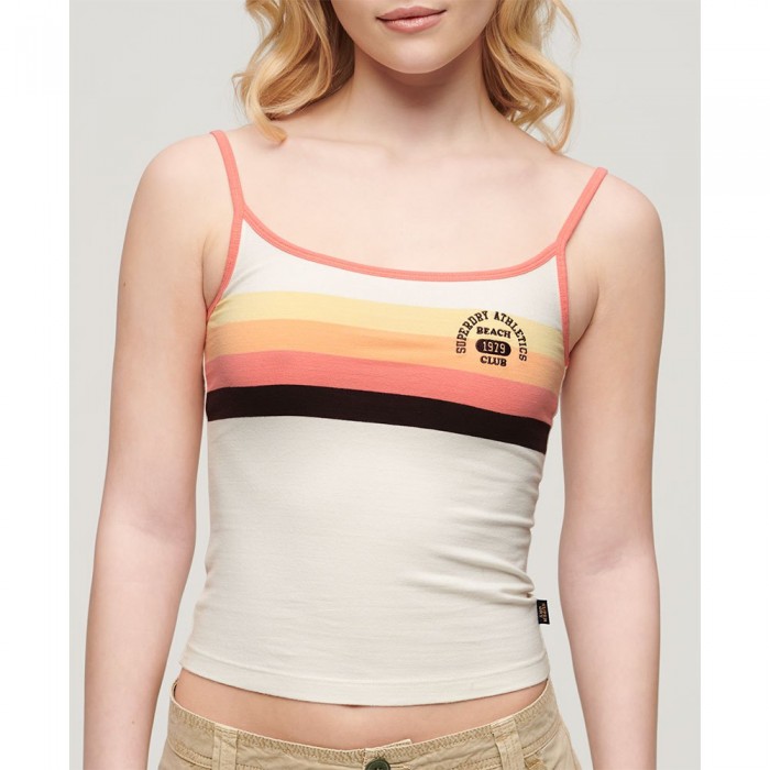 [해외]슈퍼드라이 Essential Branded 민소매 티셔츠 140588048 Sunset Coral Stripe