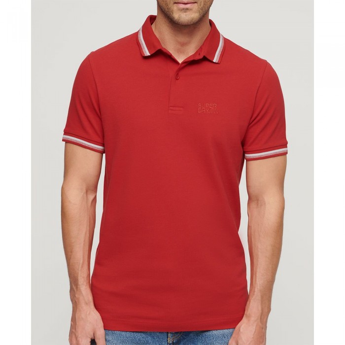 [해외]슈퍼드라이 Sportswear Relaxed Tipped 반팔 폴로 셔츠 140588692 Apple Red