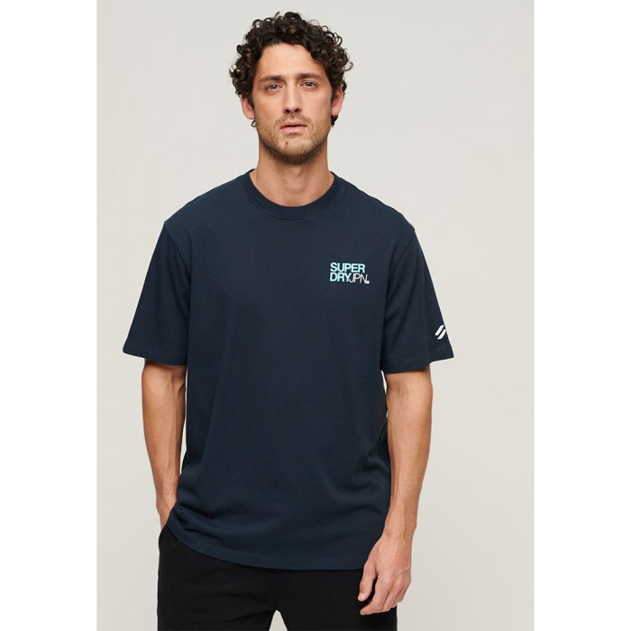 [해외]슈퍼드라이 반소매 티셔츠 Sportswear 로고 Loose 140588673 Eclipse Navy