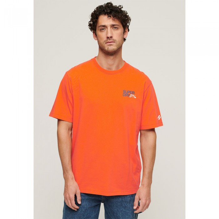 [해외]슈퍼드라이 반소매 티셔츠 Sportswear 로고 Loose 140588674 Flame Orange