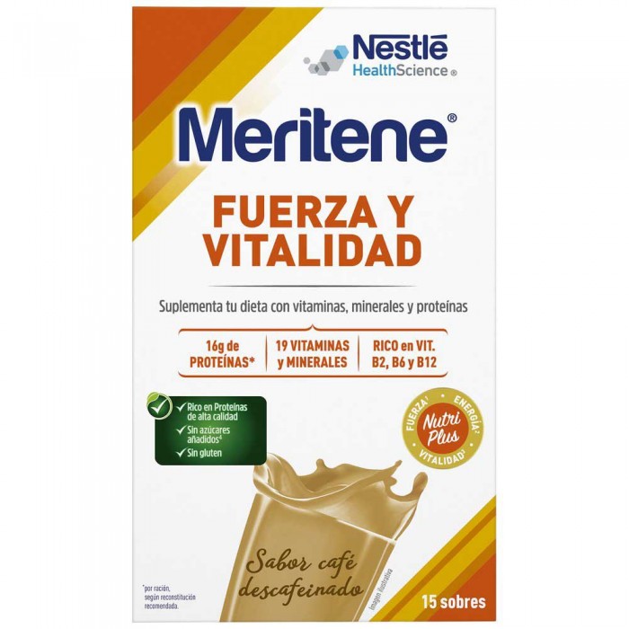 [해외]MERITENE 힘과 활력 건강 보조 식품 디카페인 커피 15x30 Gr 4139113921