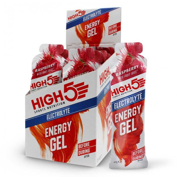 [해외]HIGH5 에너지 젤 상자 Electrolyte 60g 20 단위 산딸기 7140594983 White / Red