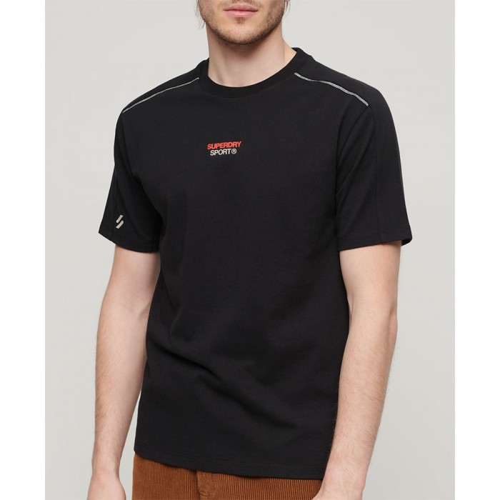 [해외]슈퍼드라이 반소매 티셔츠 Sport 테크 로고 Relaxed 140588620 Black
