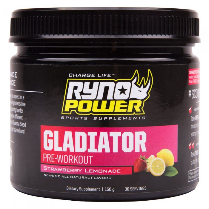 [해외]RYNO POWER Gladiator Strawberry Lemonade Pre-Workout Drink Mix 150gr 7140663845 Black