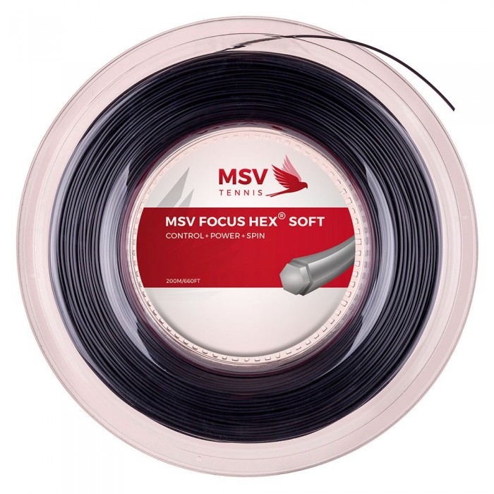 [해외]MSV 테니스 릴 스트링 Focus HEX 소프트 200 m 12140797252 Black