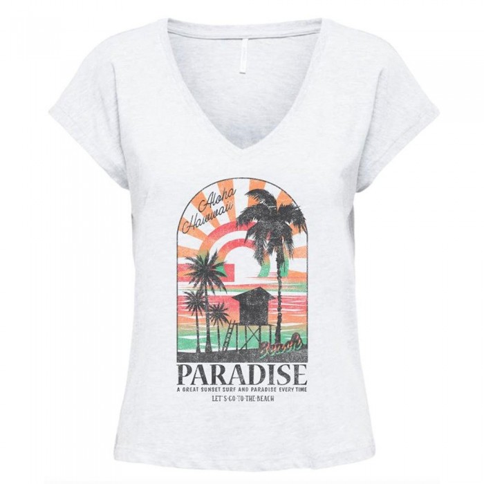 [해외]ONLY 반소매 티셔츠 Mila Life 140860556 Cloud Dancer / Print Paradise