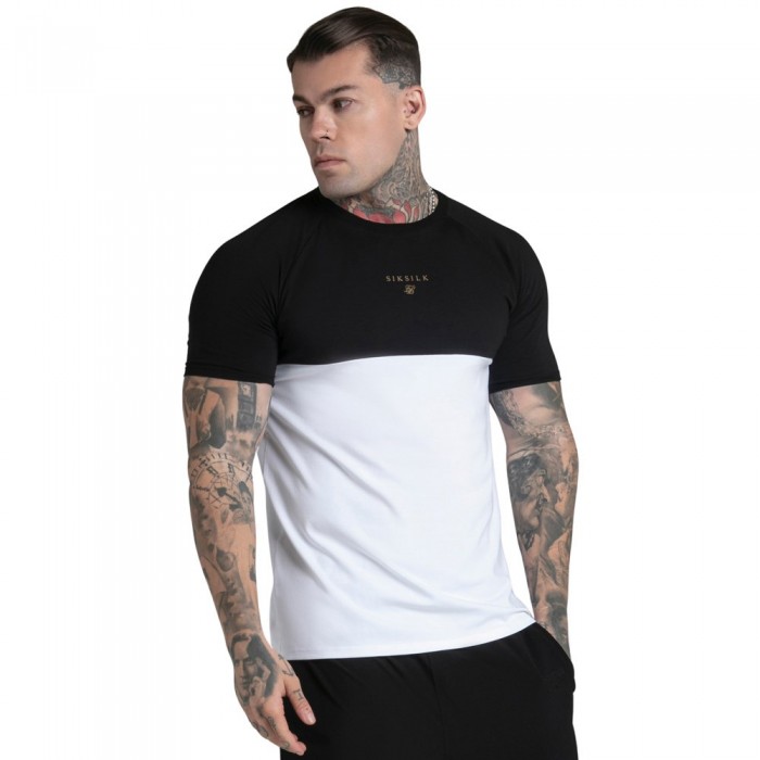 [해외]SIKSILK 반소매 티셔츠 Cut and Sew 140744279 Black / White