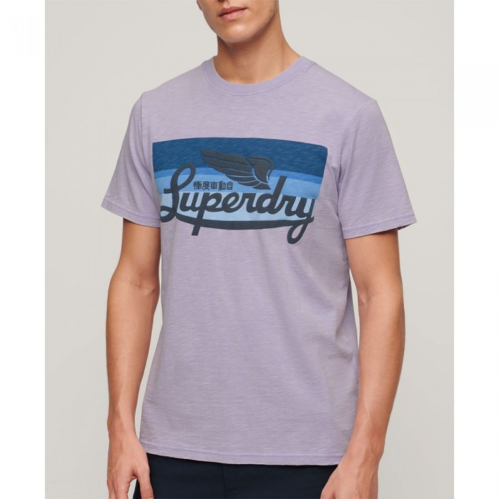 [해외]슈퍼드라이 Cali 로고 반팔 티셔츠 140587865 Light Lavender Purple Slub