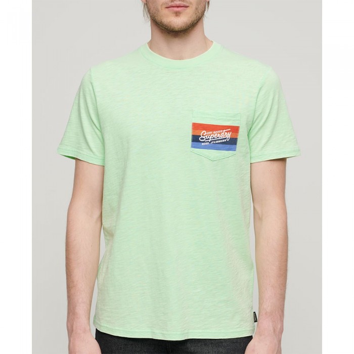[해외]슈퍼드라이 반소매 티셔츠 Cali 로고 140587866 Neon Mint Green Slub