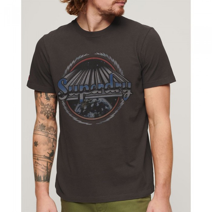 [해외]슈퍼드라이 반소매 티셔츠 Rock Graphic Band 140588527 Carbon Grey