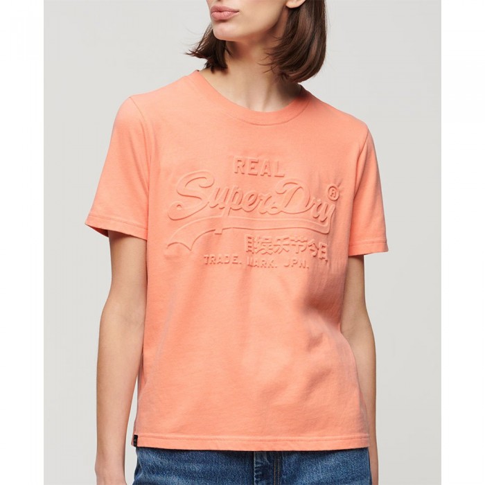 [해외]슈퍼드라이 반소매 티셔츠 Embossed Vl Relaxed 140588011 Papaya Punch Pink