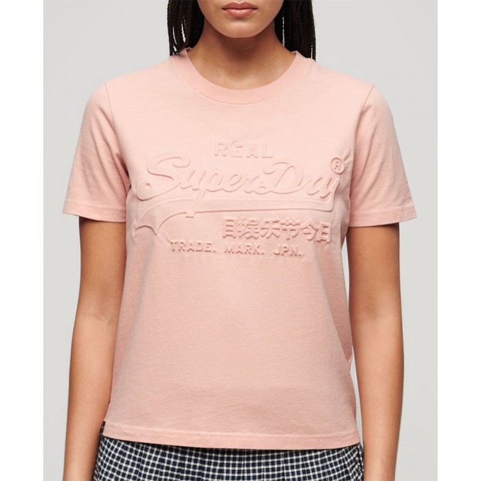 [해외]슈퍼드라이 반소매 티셔츠 Embossed Vl Relaxed 140588012 Peach Whip Pink