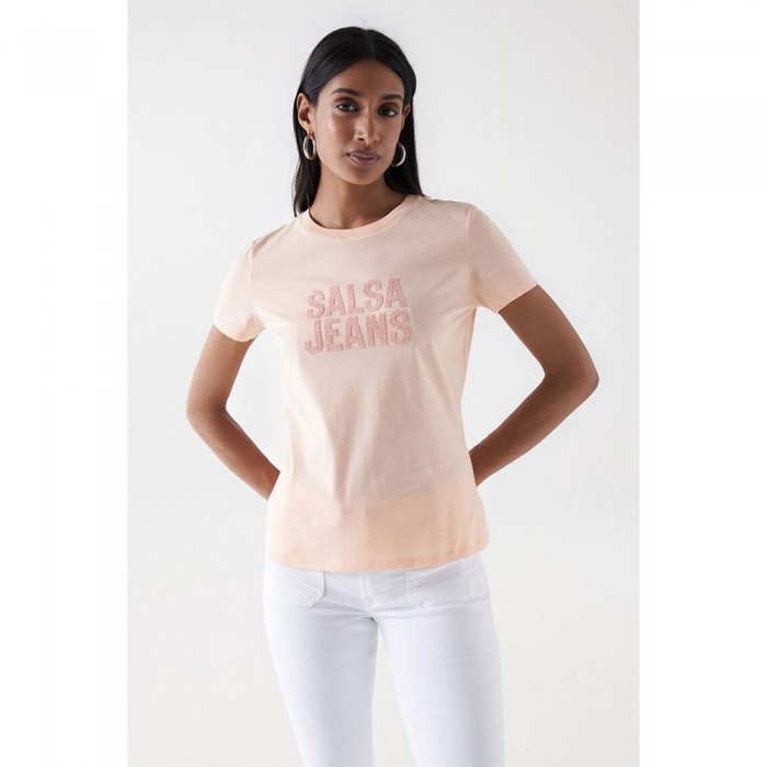 [해외]SALSA JEANS Embroidered 로고 반팔 티셔츠 140516519 Light Pink