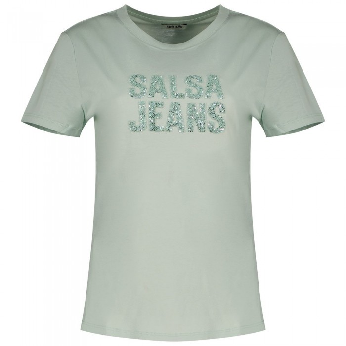 [해외]SALSA JEANS Embroidered 로고 반팔 티셔츠 140516521 Medium Green
