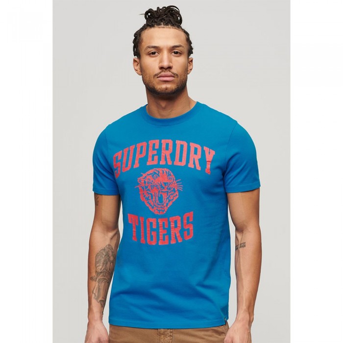 [해외]슈퍼드라이 반소매 티셔츠 Track & Field Ath Graphic 140588818 Super Denby Blue