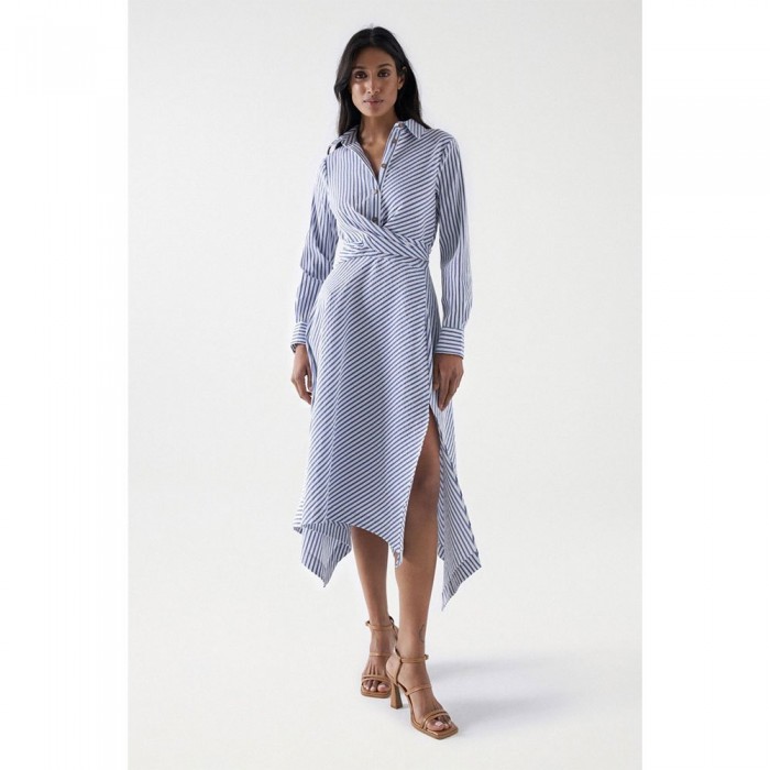 [해외]SALSA JEANS 드레스 Striped Asymmetric 미드i 140634616 White