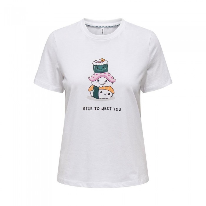 [해외]ONLY Gurli Life Reg 반팔 티셔츠 140860513 Bright White / Print Rice