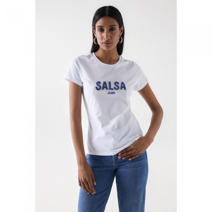 [해외]SALSA JEANS Institutional Beaded Branding 반팔 티셔츠 140905950 White