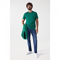 [해외]SALSA JEANS Embossed Branding Regular Fit 반팔 V넥 티셔츠 140634362 Light Green