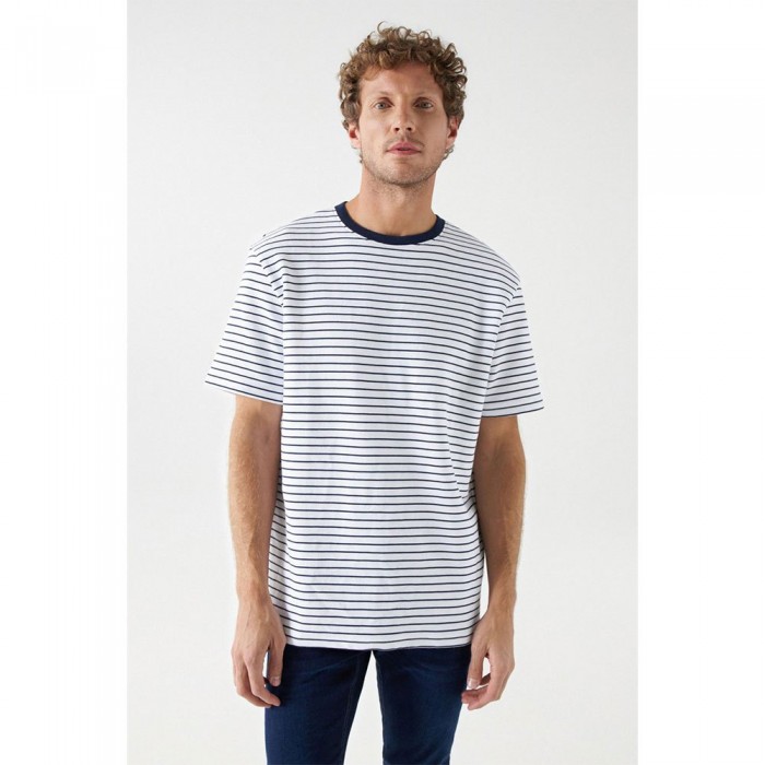 [해외]SALSA JEANS 반소매 티셔츠 Striped Regular Fit 140634619 Dark Blue V1