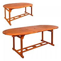 [해외]AKTIVE 확장 가능한 아카시아 나무 타원형 테이블 150-200x90x74 cm 6138069371 Wooden