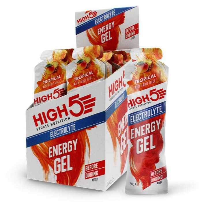 [해외]HIGH5 에너지 젤 상자 Electrolyte 60g 20 단위 열렬한 14140594984 White / Red