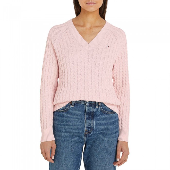 [해외]타미힐피거 V 넥 스웨터 Co Cable 140925151 Whimsy Pink