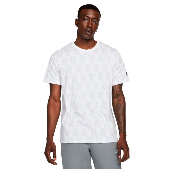 [해외]나이키 Sportswear Repeat Print 반팔 티셔츠 138707720 White / Pure Platinum / Black