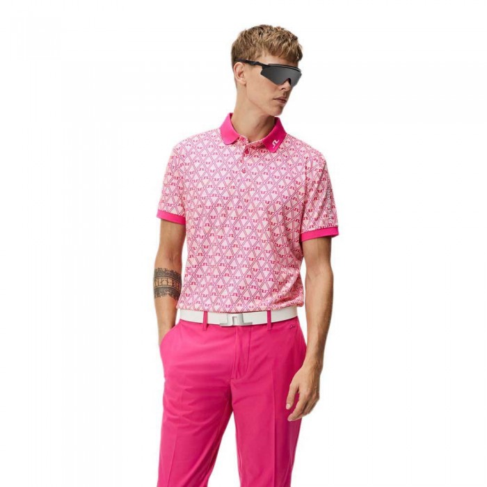 [해외]J.LINDEBERG Tour 테크 Regular Fit Print 반팔 폴로 셔츠 140910823 Powder Pink