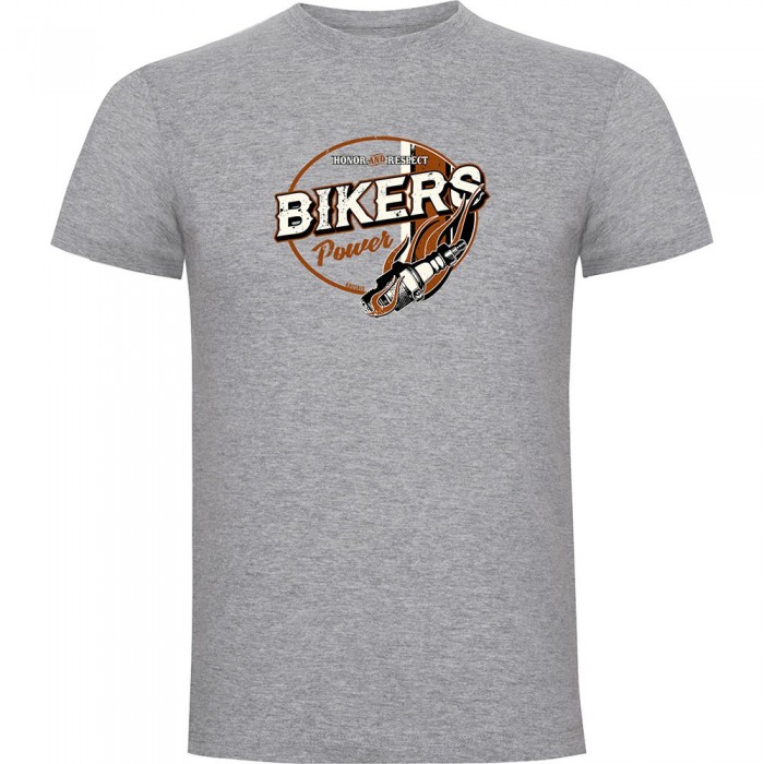[해외]KRUSKIS 반소매 티셔츠 Bikers 파워 9140965637 Heather Grey