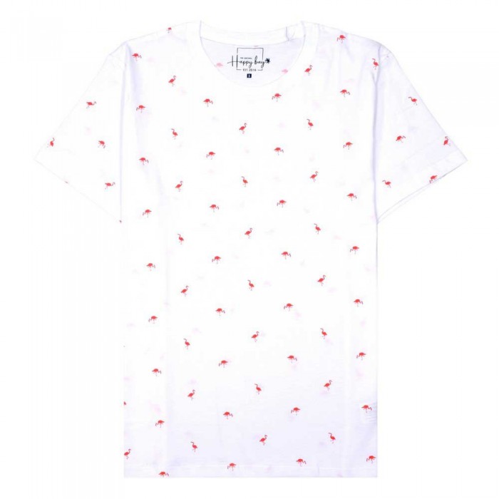 [해외]HAPPY BAY 반소매 티셔츠 White Flamingoes 14140949272 Bright White
