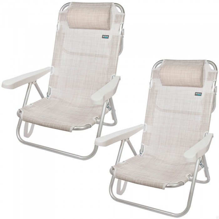 [해외]AKTIVE 낮은 접이식 의자 다중 위치 알루미늄 Ibiza 2 단위 6140969494 White