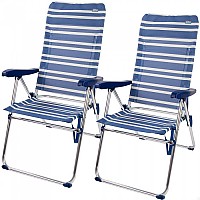 [해외]AKTIVE 접는 의자 다중 위치 알루미늄 Mykonos 2 단위 6140969498 Navy / White