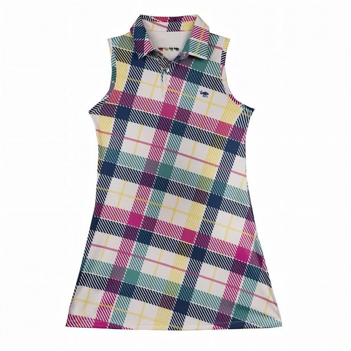 [해외]OXY GOLF 민소매 짧은 드레스 Tartan Pigre Inc 140964757 Green / Pink
