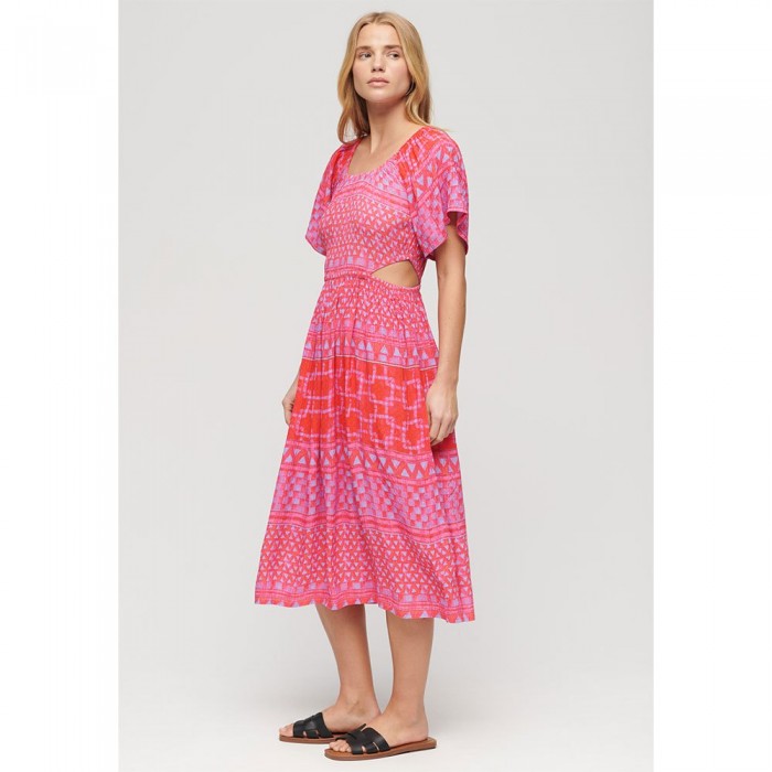 [해외]슈퍼드라이 민소매 롱 드레스 Printed Cut Out 140964624 Shibori Layer Pink