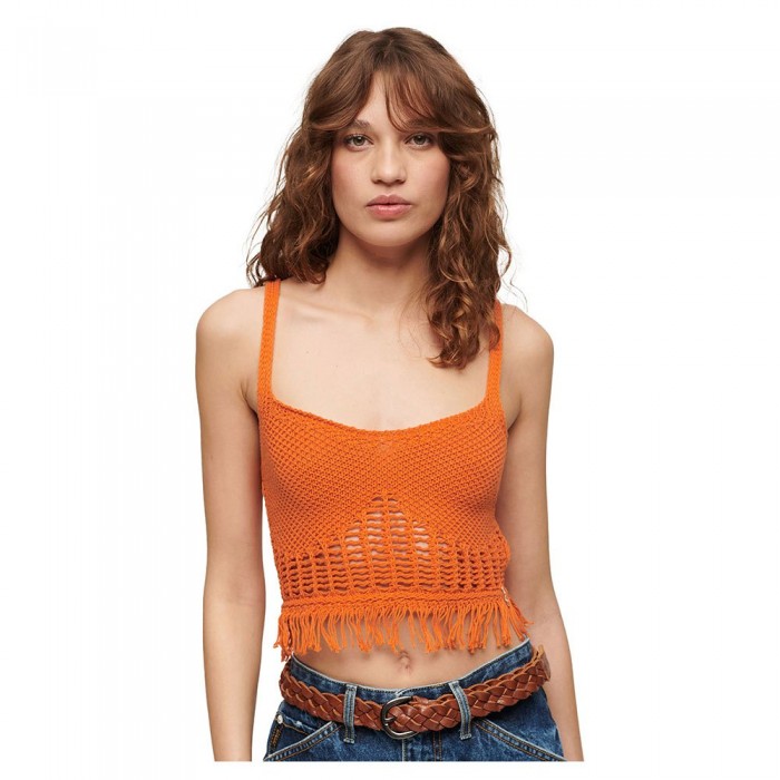 [해외]슈퍼드라이 민소매 티셔츠 Vintage Crochet Fringe 140964671 Spiced Orange