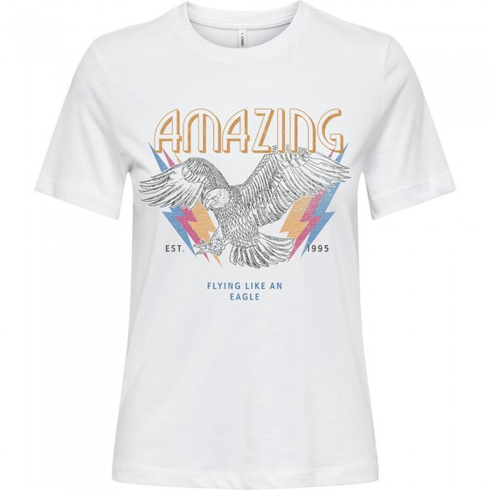 [해외]ONLY Henny Life Reg 반팔 티셔츠 140861284 Bright White / Print Amazing Eagle