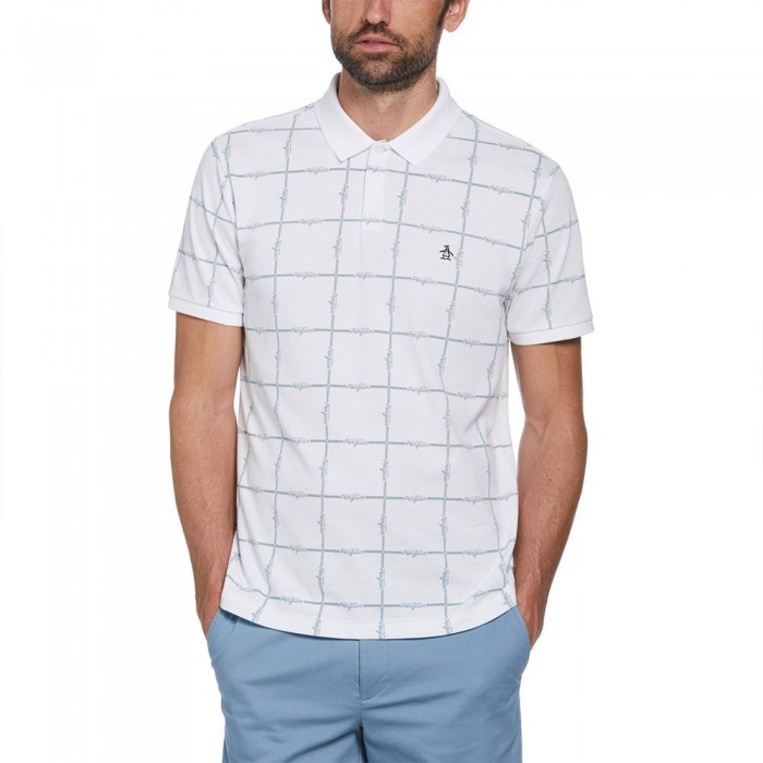 [해외]ORIGINAL PENGUIN Birdseye Coolmax Grid 로고 반팔 폴로 셔츠 140959531 Bright White