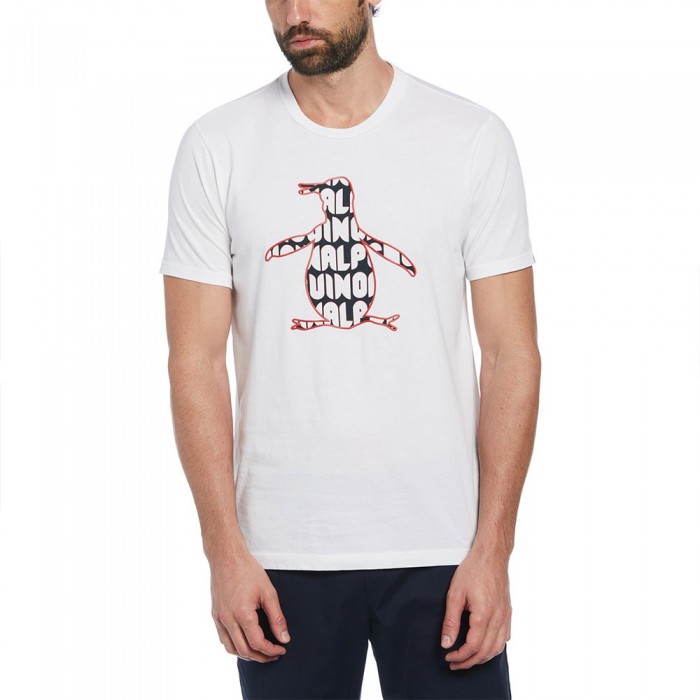 [해외]ORIGINAL PENGUIN 반소매 티셔츠 Hd Graphic 로고 Pete Fill 140959651 Bright White