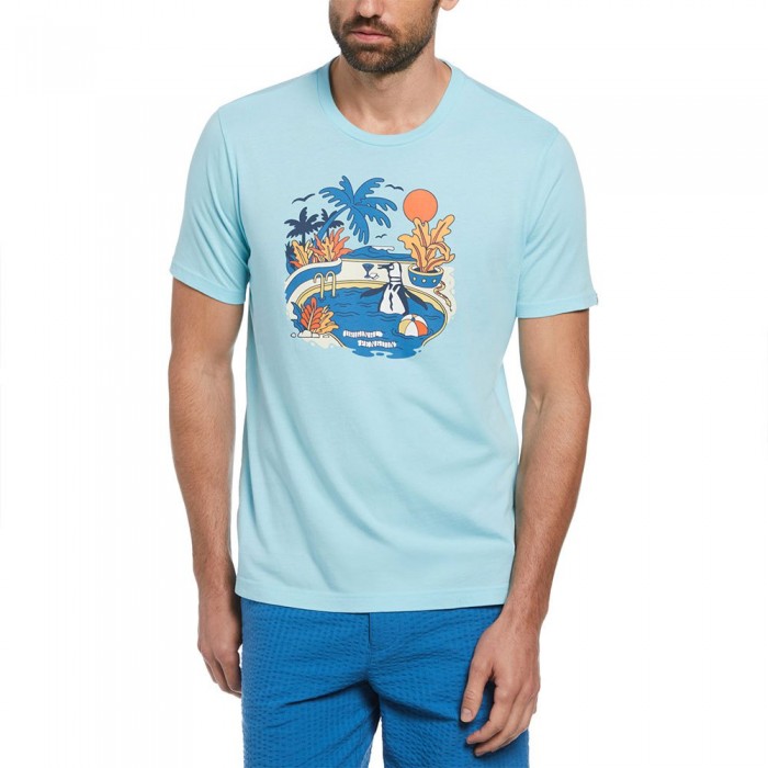 [해외]ORIGINAL PENGUIN 반소매 티셔츠 져지 Graphic Pete Scene 140959680 Blue Topaz